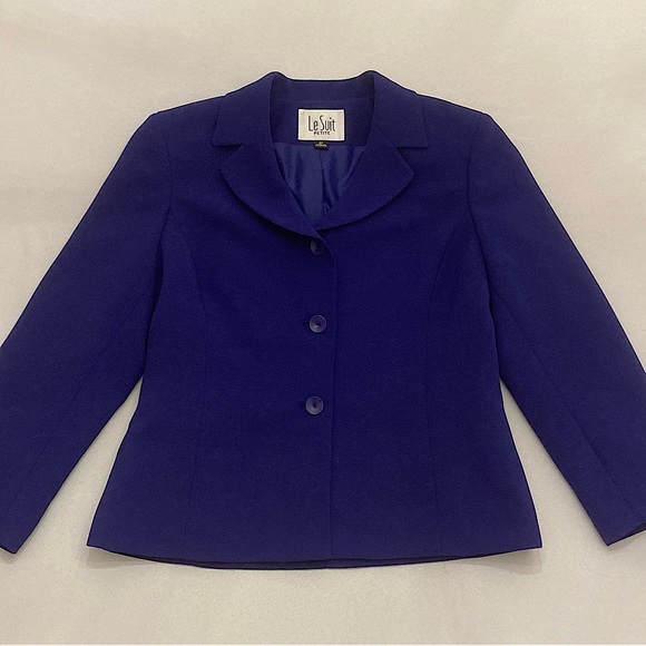 ⭐️ Vintage Le Suit Dark Blue Blazer Size 6P - Picture 4 of 12